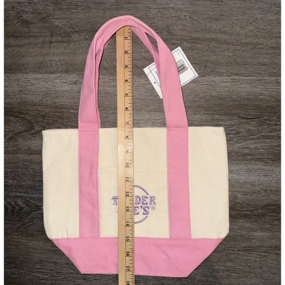 Trader Joe's 2026 Mini Canvas Pastel Reusable Tote Bag Pink Easter Basket Bag - Picture 9 of 9